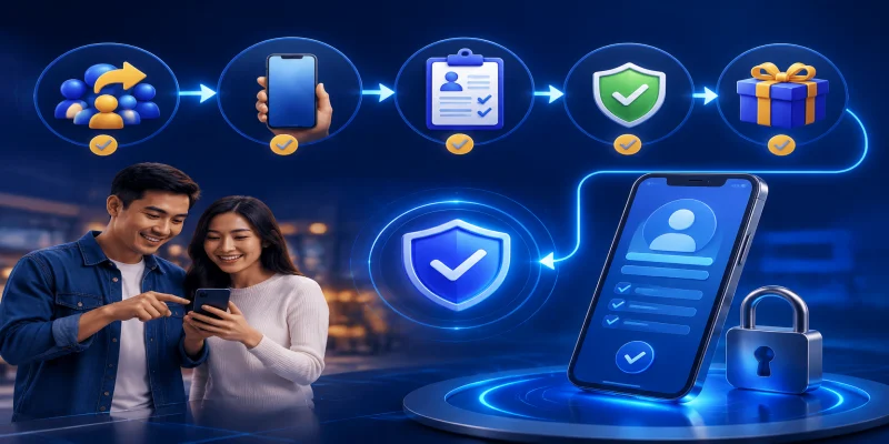 Bản đồ quy trình giới thiệu hi88 và các bước xác thực tài khoản an toàn